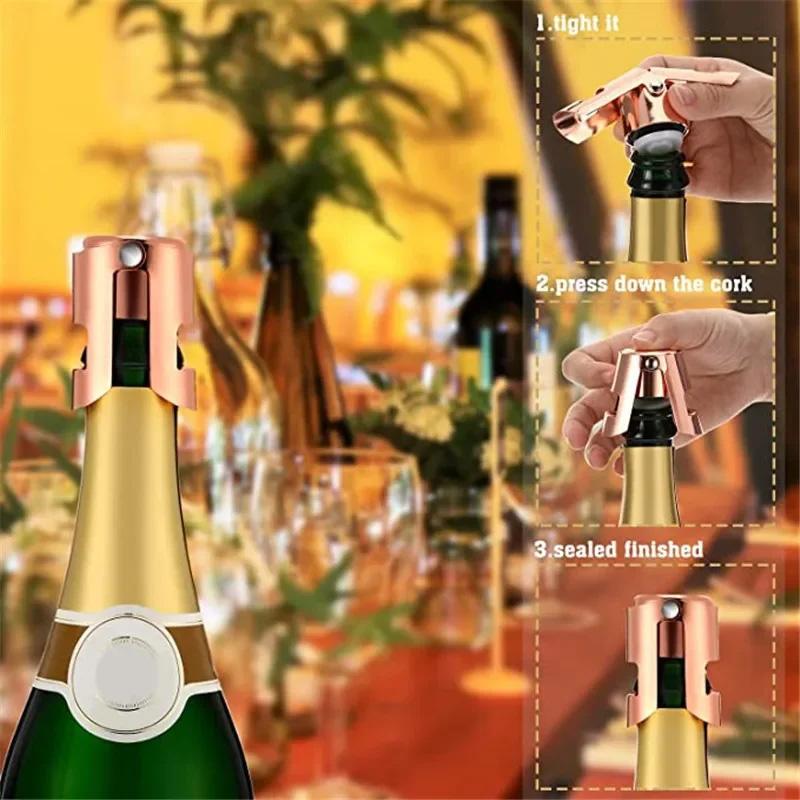 Portable Stainless Steel Champagne Sparkling Stopper Sealing Bottle Cap Wine Bottle Stopper Wine Beer Bottle Cork Plug