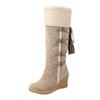 20 New Large Size Rear Lace-Up Tassel Boots Sleeve Wedge Heel Snow Boots