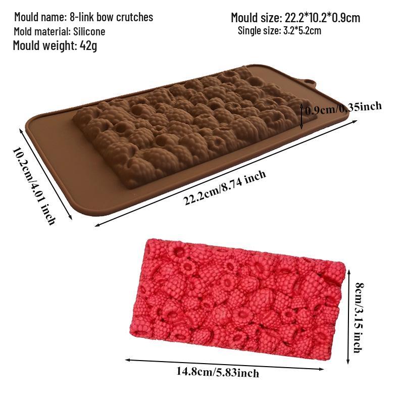 Shenhong Raspberry & Strawberry Chocolate Bar Silicone Mold for Christmas Mousse Cake Decoration