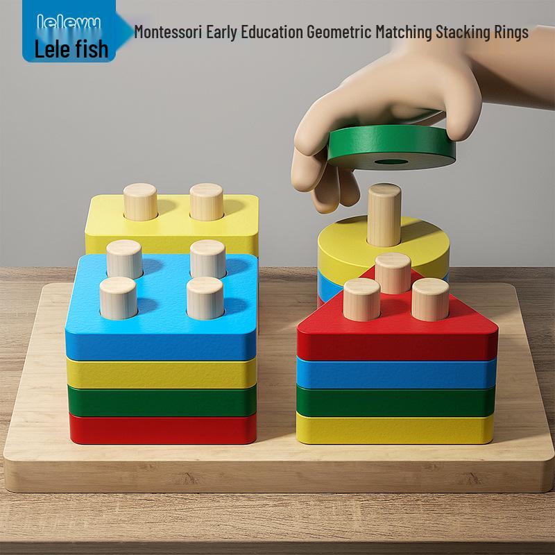 Montessori Wooden Geometric Shapes Matching Toy Set for Infants and Toddlers