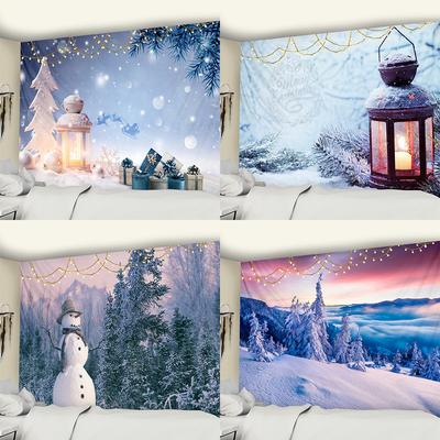 Winter Schnee Wald Wandteppich Landschaft Berg Großer Stoff Wandbehang Wandteppich Ästhetisches Zuhause Schlafzimmer Weihnachtsdekoration