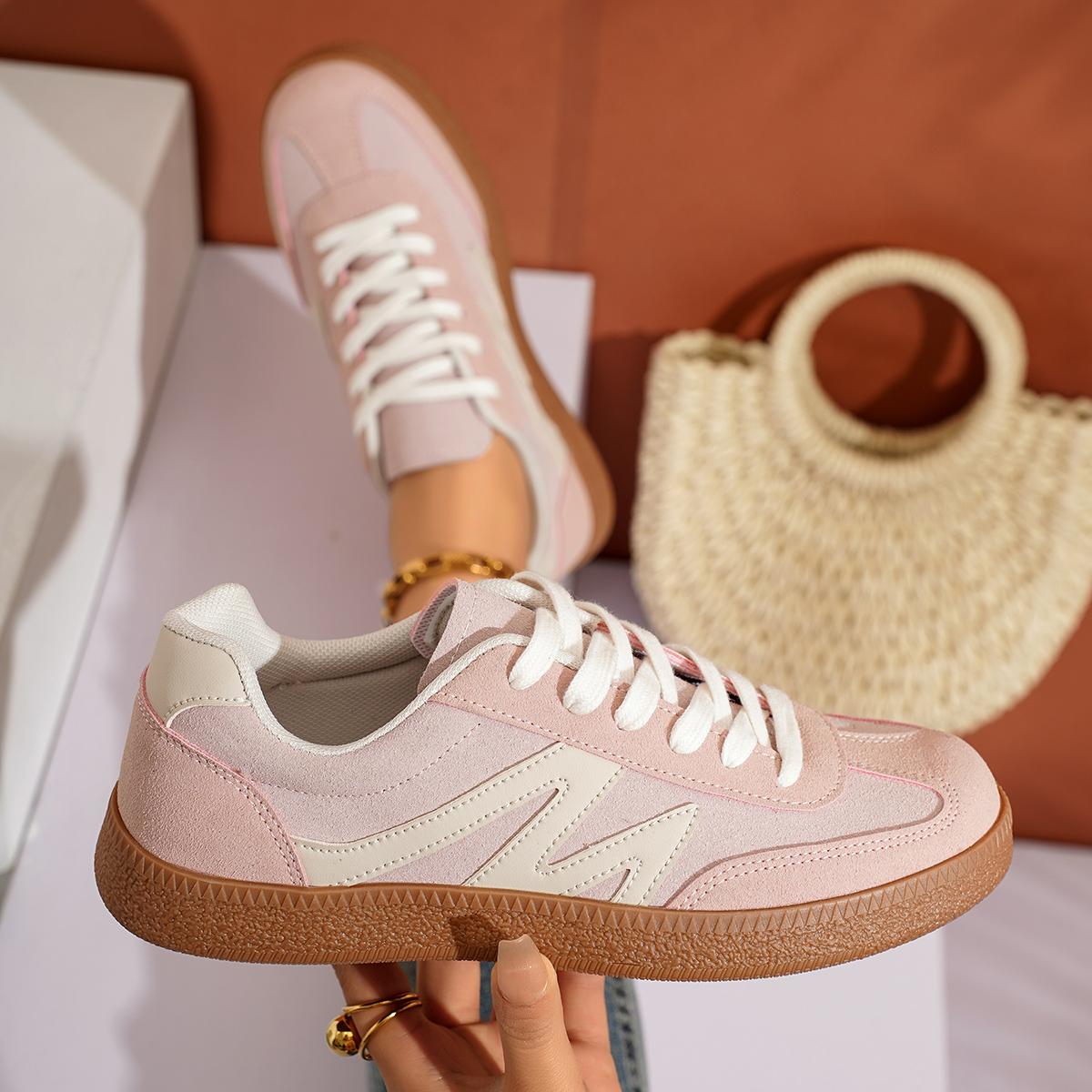 

Модные женские кроссовки новая мода круглый носок повседневные шнуровка обувь для женщин пэчворк ретро уличные плоские кроссовки женские zapatos de mujer 36 розовый