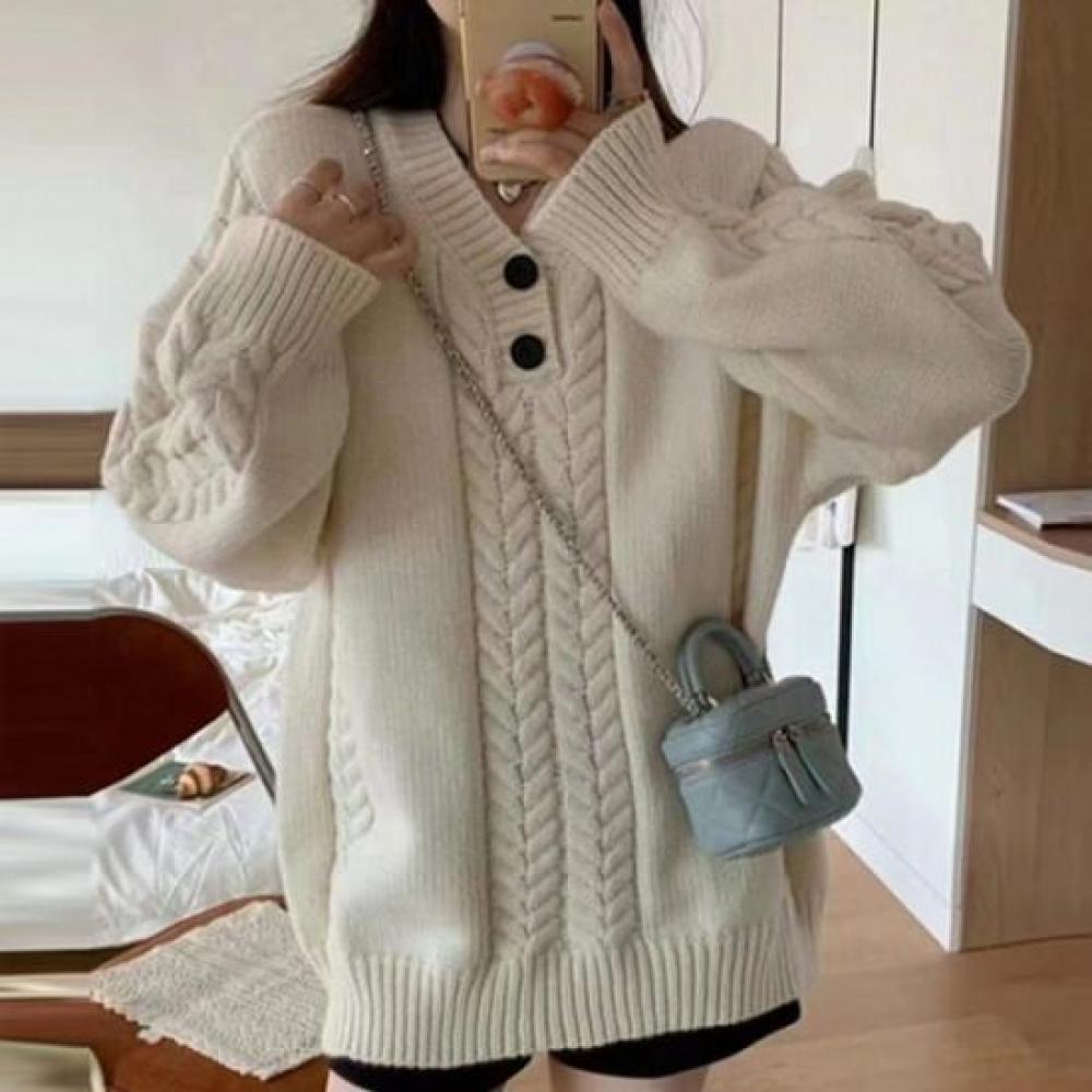 NaVaVa Loose Fit V Neck Long sleeVe Knit Sweater Nk2512