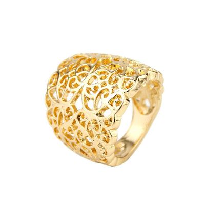 Schicker goldfarbener Metallring für Frauen, Hochzeitsschmuck, aushöhlen, Arabeske, Bijoux im Großhandel