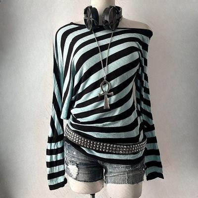 VAYLA Y2K Streetwear Mode Harajuku Damen Herbst und Winter Langarm 2000er Lässig Vintage Gestreift Sexy Punk Hip Hop Tops Emo Girl
