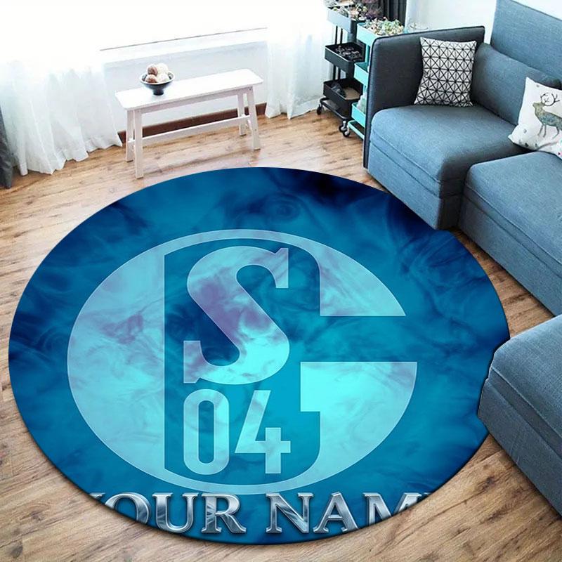 FC Schalke 04 Custom Name Round Area Rug,Carpet Rug for Living Room Bedroom Sofa Playroom Decor,Non-slip Floor Mat