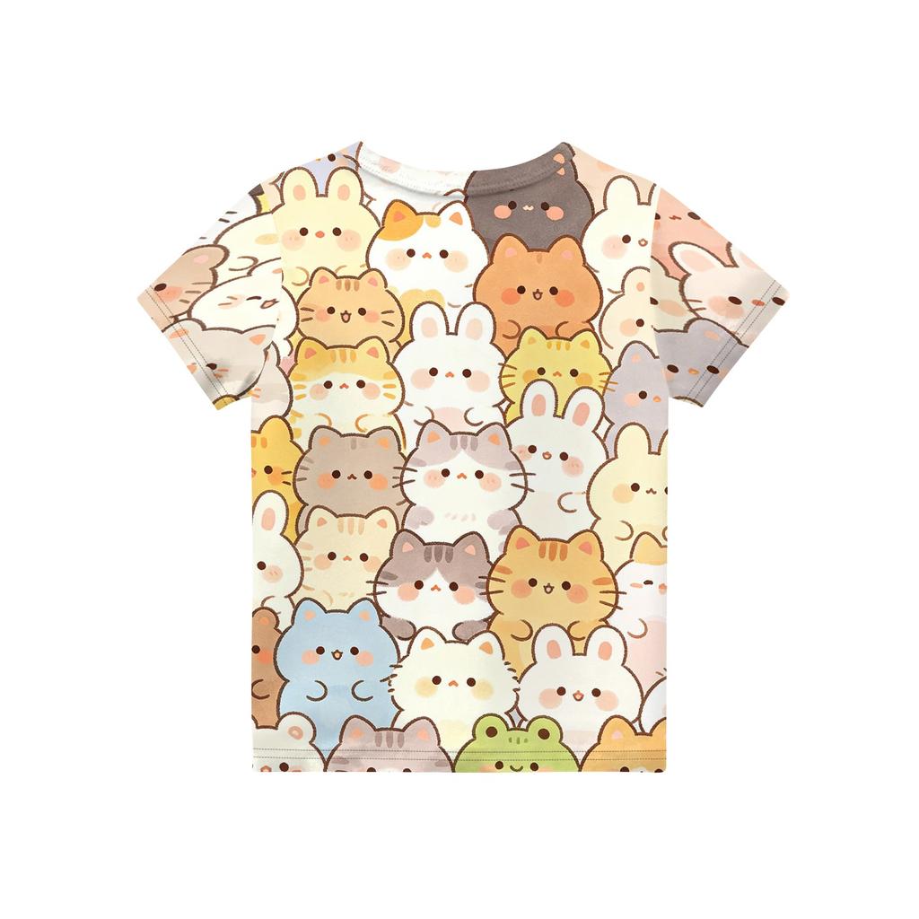 Kids Animal Print Crew Neck Short Sleeve Casual Loose Fit T Shirt Soft Lightweight Top for Boys and Girls Summer Wear