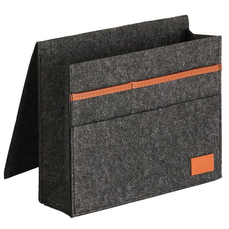 Gray Felt Bedside Organizer, 1 Pcs Non-Slip Storage Caddy, Hanging Bedside Storage Bag