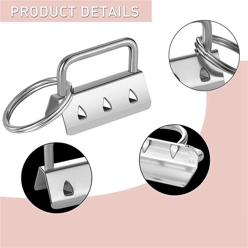 ABWR-100Pcs Key Fob Hardware With Split Rings Set Tail Clips For Wristlet Clamp Lanyard Keychain DIY Tool With Ring