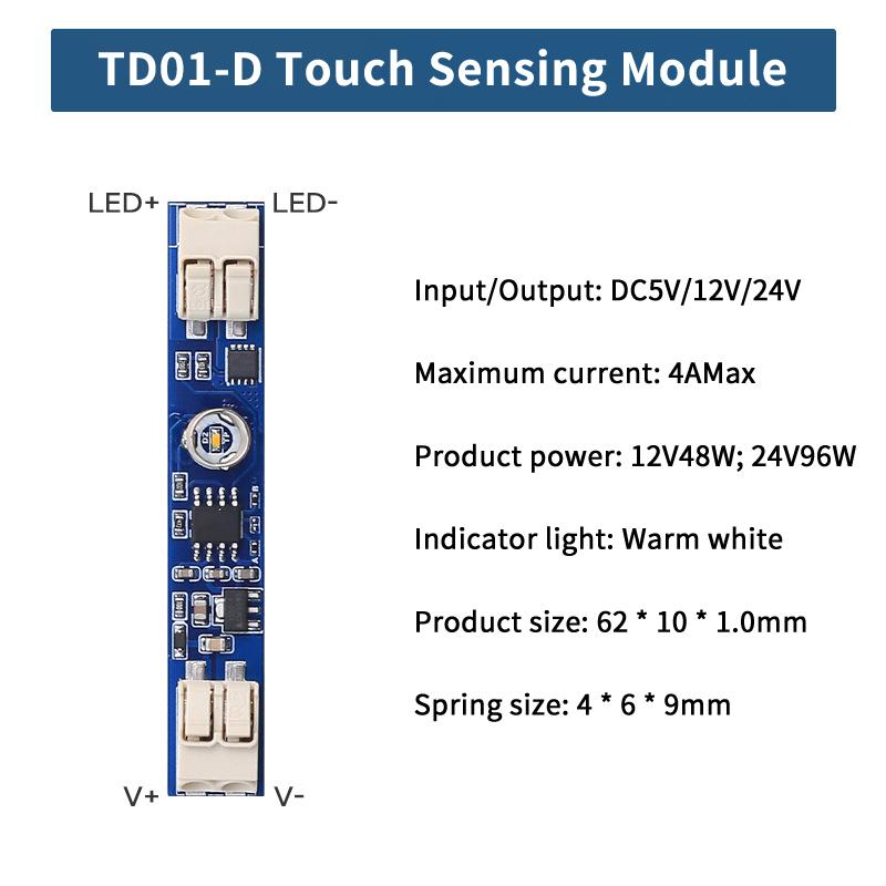 High Sensitivity Capacitive Sensor LED Dimmer DC 12V/24V 4A Solder-free Induction Switch for Hotel Lighting