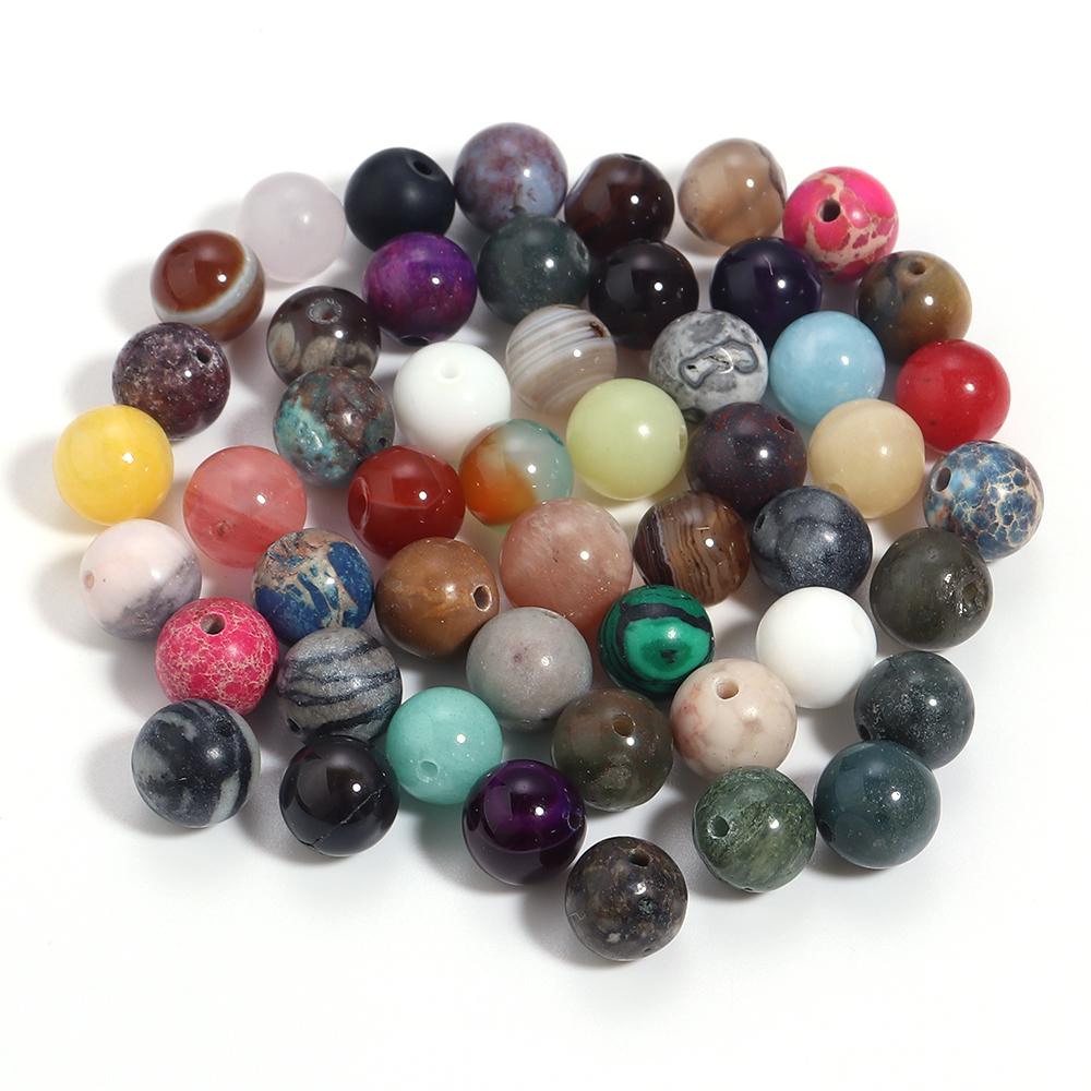 20-100pcs 4 6 8 10 12 14mm Natural Stone Beads Mixed Color Round Loose Beads For Jewelry Making DIY Necklace Bracelets Supplies