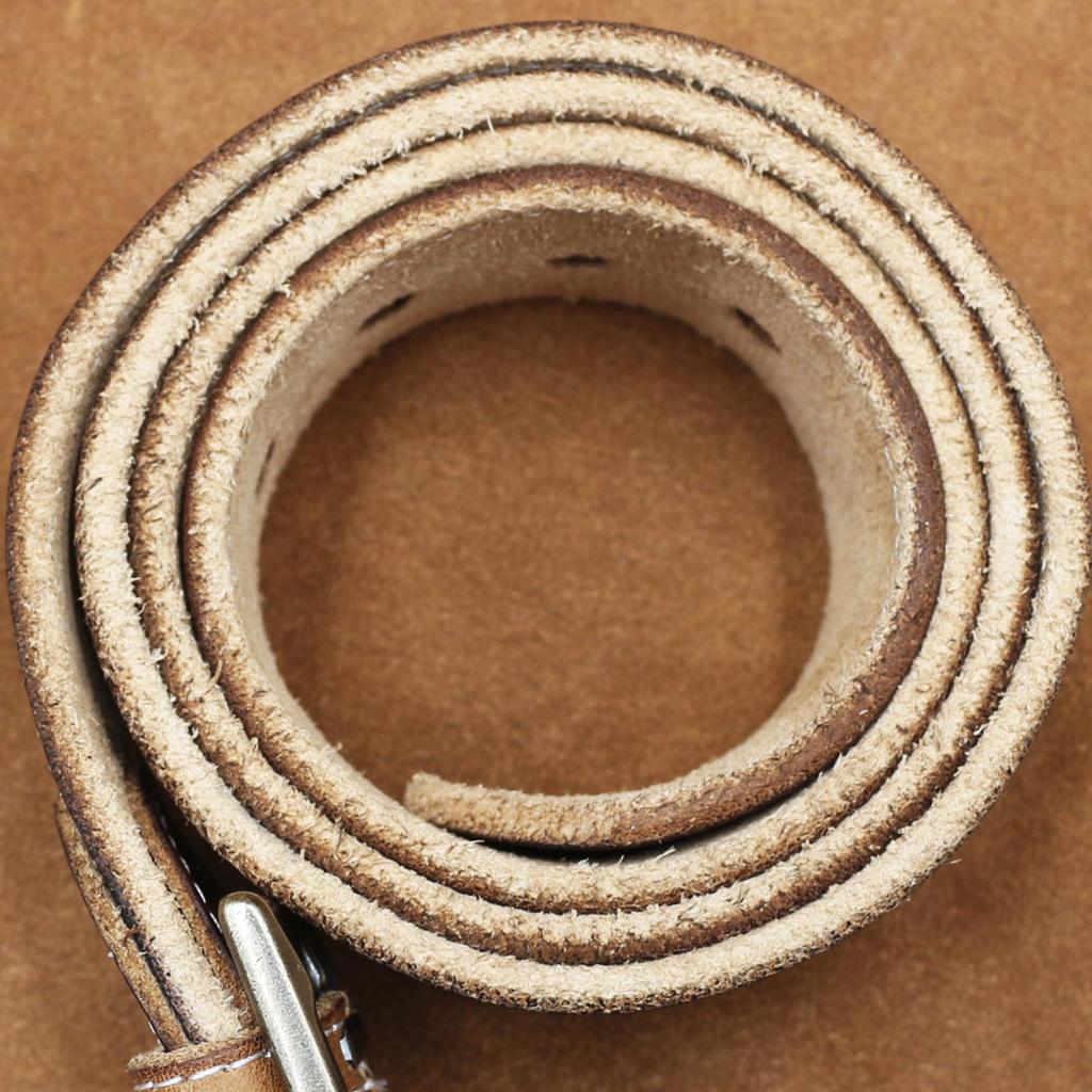 Men's Retro Hand-Stitched Washed Leather Belt - 100% Top Layer Cowhide, Business Casual, Creative Design