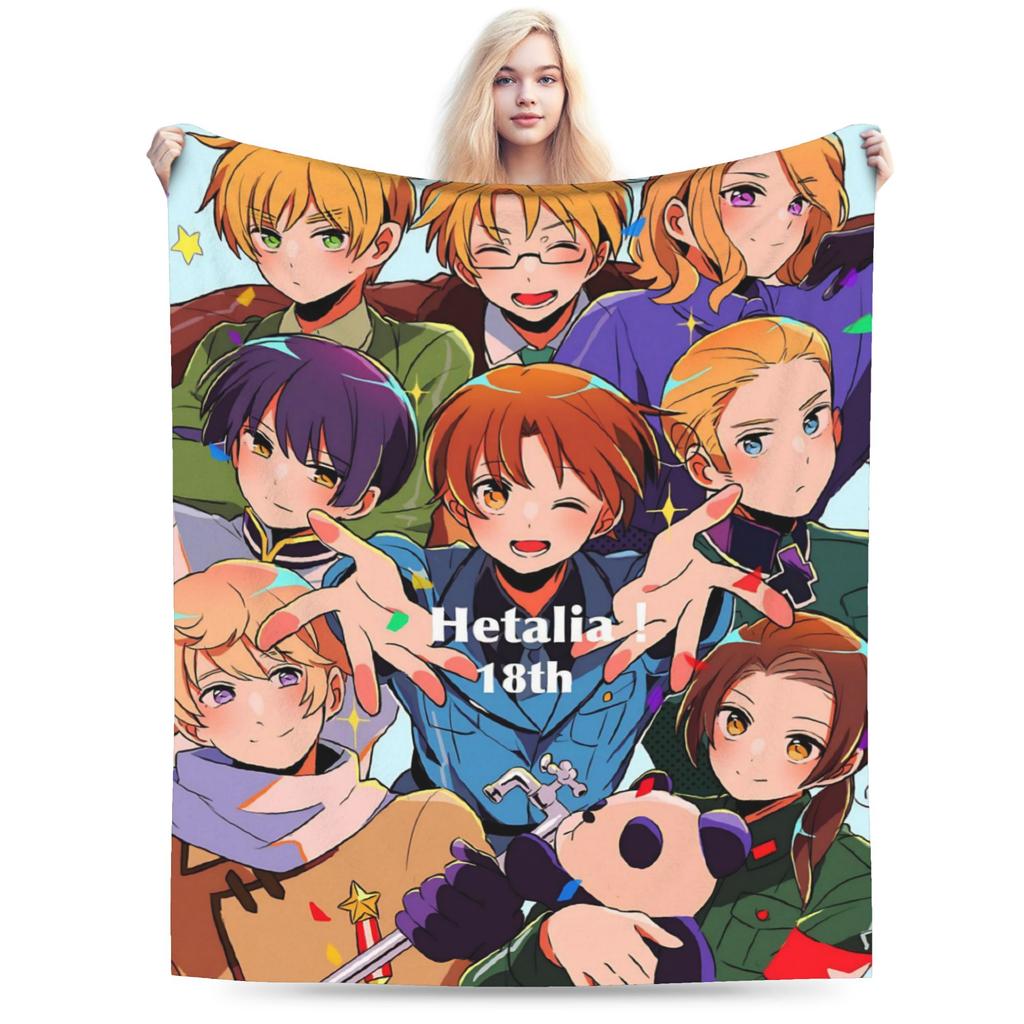 Super Soft Hetalia Axis Powers Anime Throw Blanket Premium Flannel Fleece Lightweight Blanket Cozy Plush Blankets All Season Use