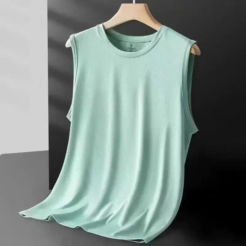 Men's Ice Silk Mesh Vest Lightweight Sports Summer Wear Sleeveless T Shirt Tank Casual Fashion Outerwear