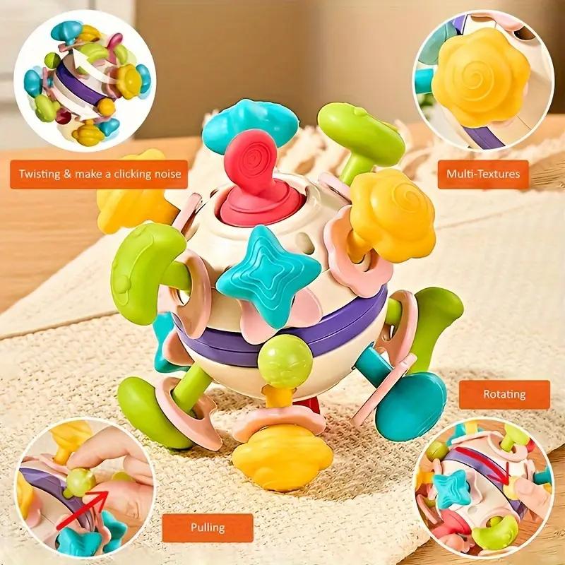 Soft Rubber Hand Grab Ball Space Hand Grip Ball Soft Rubber Finger Exercise Toy Baby Teether Rattle Montessori Toys For Newborns