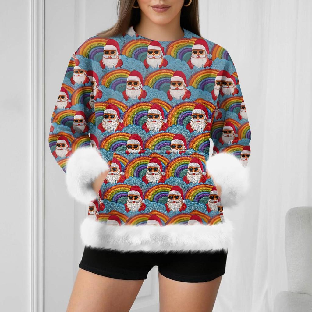 Women's Casual Fashion Christmas Retro Print Long-Sleeve Sweatshirt