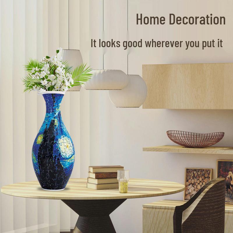 Blue & White Porcelain 3D Puzzle Vase: DIY Ornament & Flower Arrangement Toy for Kids