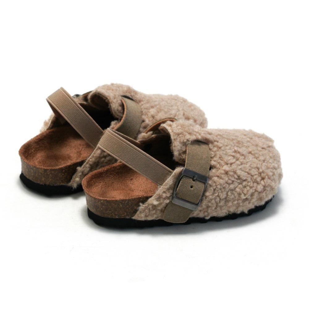 Autumn Winter New Kids Cork Sandals - Suede Lined Warm Sandals for Boys & Girls, Outdoor Wear Non-Slip Children's Footwear KWN