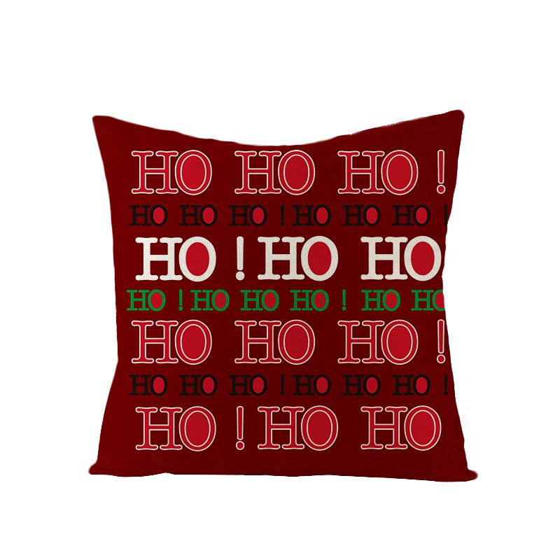 Cartoon Printed Polyester Pillow Cover Christmas Cushion Cushion Cover Red Christmas Home Decoration