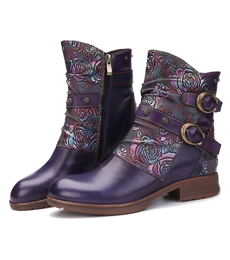 Winter Women`s Leather Boots with Retro