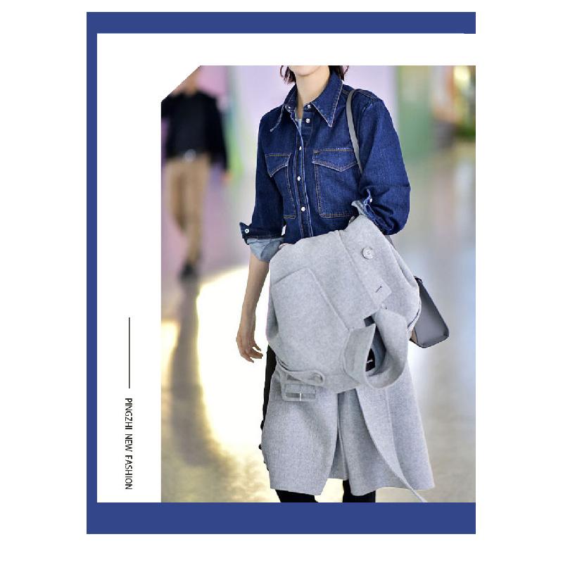 Denim Shirt 2026 Spring New Style Elegant Women's Cardigan Shirt Blue Fashionable Light Jacket