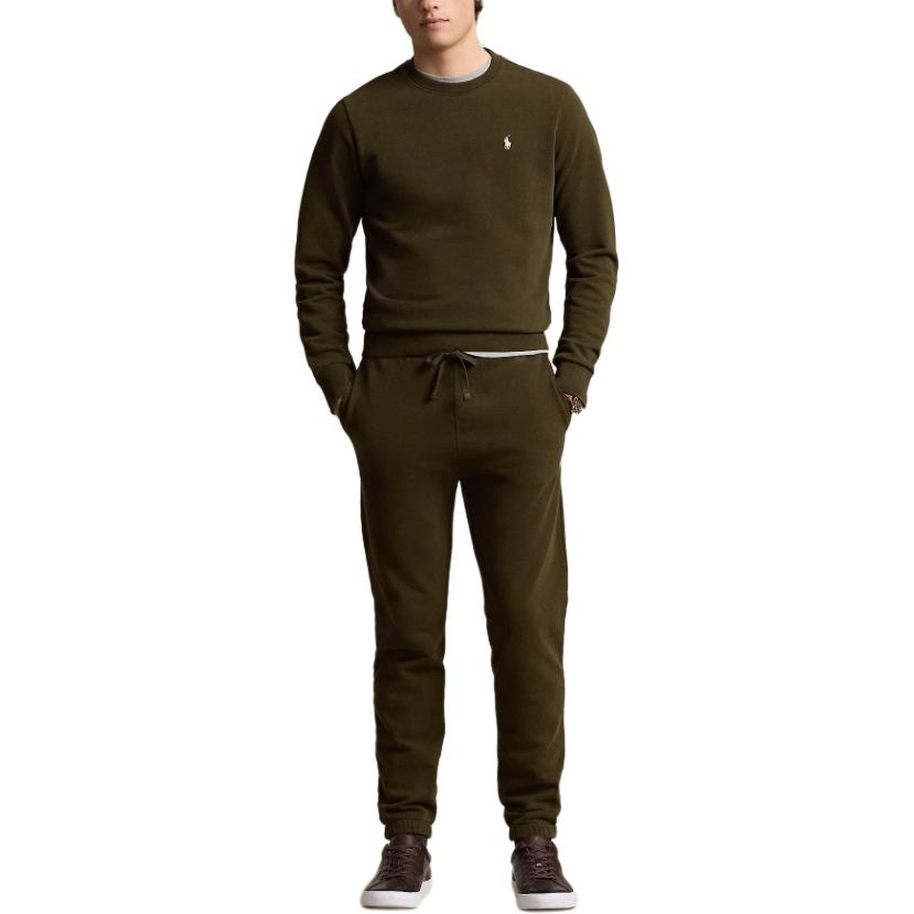 Polo Ralph Lauren FW24 Solid Logo Embroidered Crew Neck Long Sleeve Sweatshirt Men Sweatshirt Deep-Loden-Green MNPOKNI16823961-300