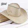 Sun Proof Linen Cap Western Cowboy Hat with Windbreak Rope for Men Wide Brim Fashionable Outdoor Travel Halloween Cosplay Costume Breathable Fedora
