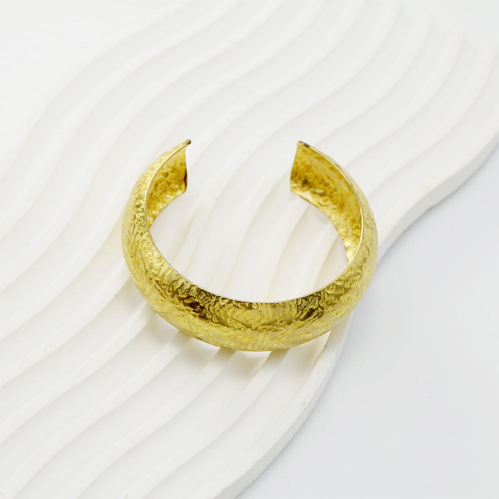 Bracciale in Ottone Regolabile Stile Cinese Retrò con Motivo a Texture Personalizzato per Donna