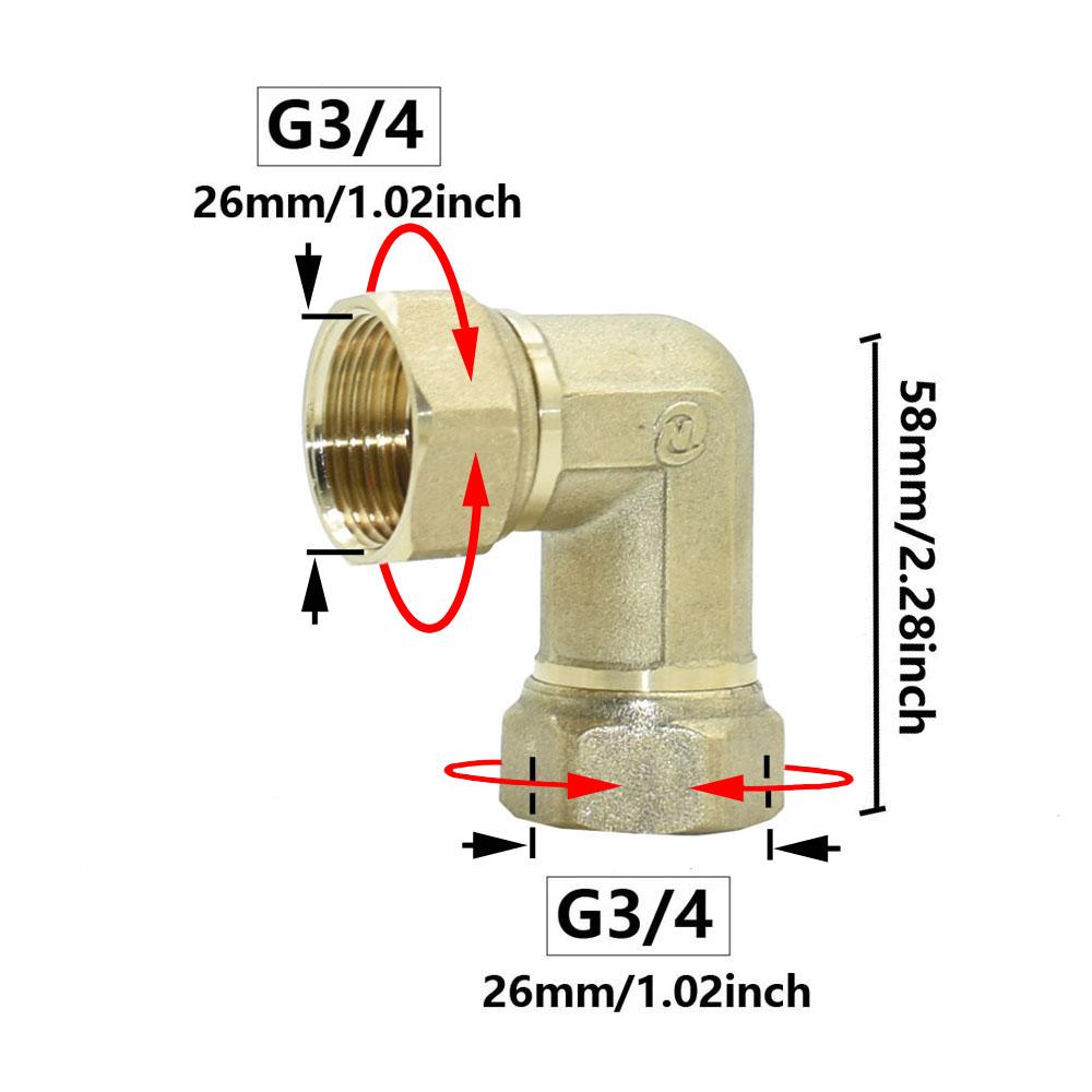 Brass 3/4" 1" Male Female Thread Connector Elbow Repair 90 Degrees Water Type Plumbing Brass Fitting Metal Coupler