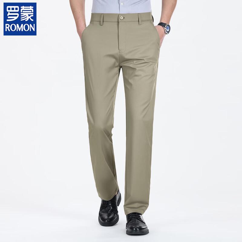 ROMON Men s Light Business Mulberry Silk Blend Casual Pants 31