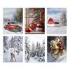6pcs Santa Claus and Snowman Wall Art Canvas Painting Nordic Winter Snow Scene Prints Poster Living Room Bedroom Christmas Decor