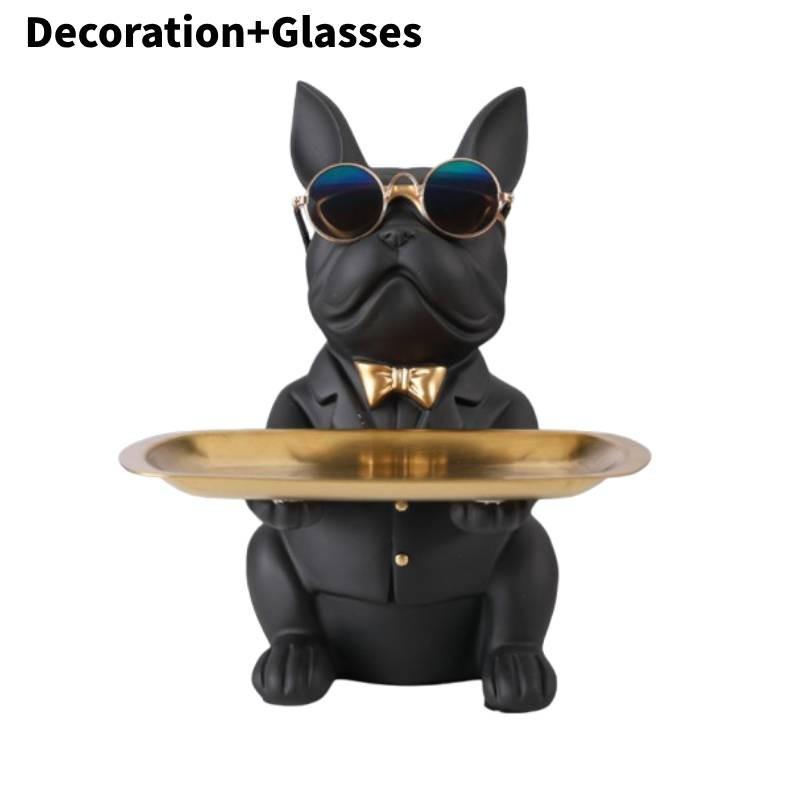 

Sculpture Nordic Bulldog Dog Statue Jewelry Coin Storage Table Decoration Gift Black