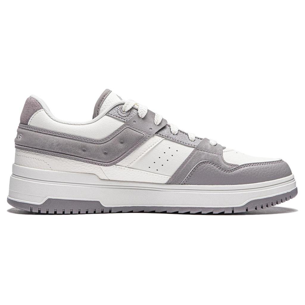 Li Ning Tianji 2.0 Cushioning Abrasion Resistant Lightweight Breathable Low Top Skateboard Shoes Men's White Gray AGCU193-3