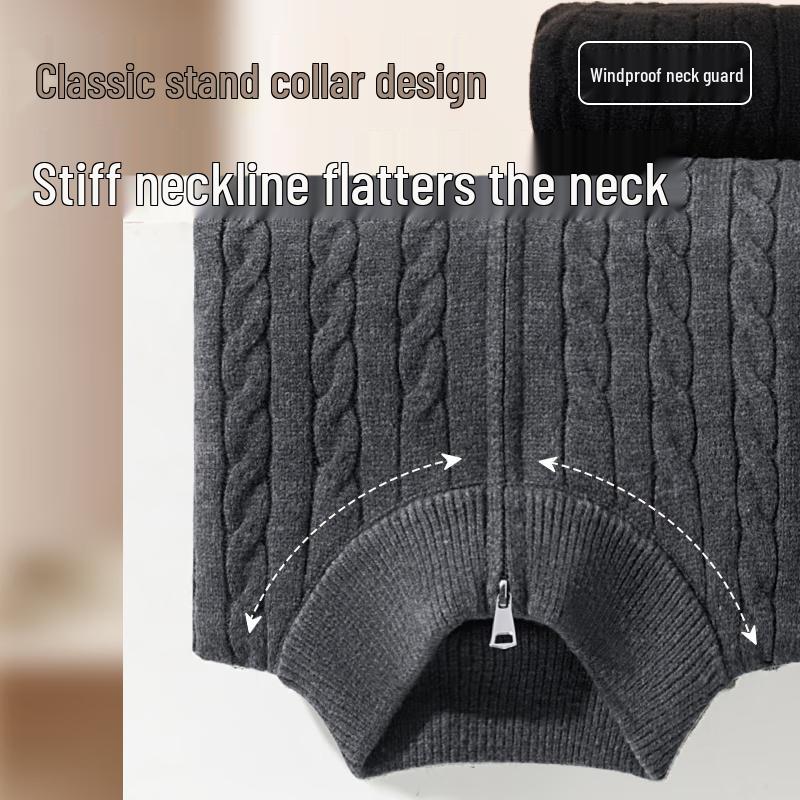 MINISO Men's Relaxed Fit Double-Zipper Knit Cardigan