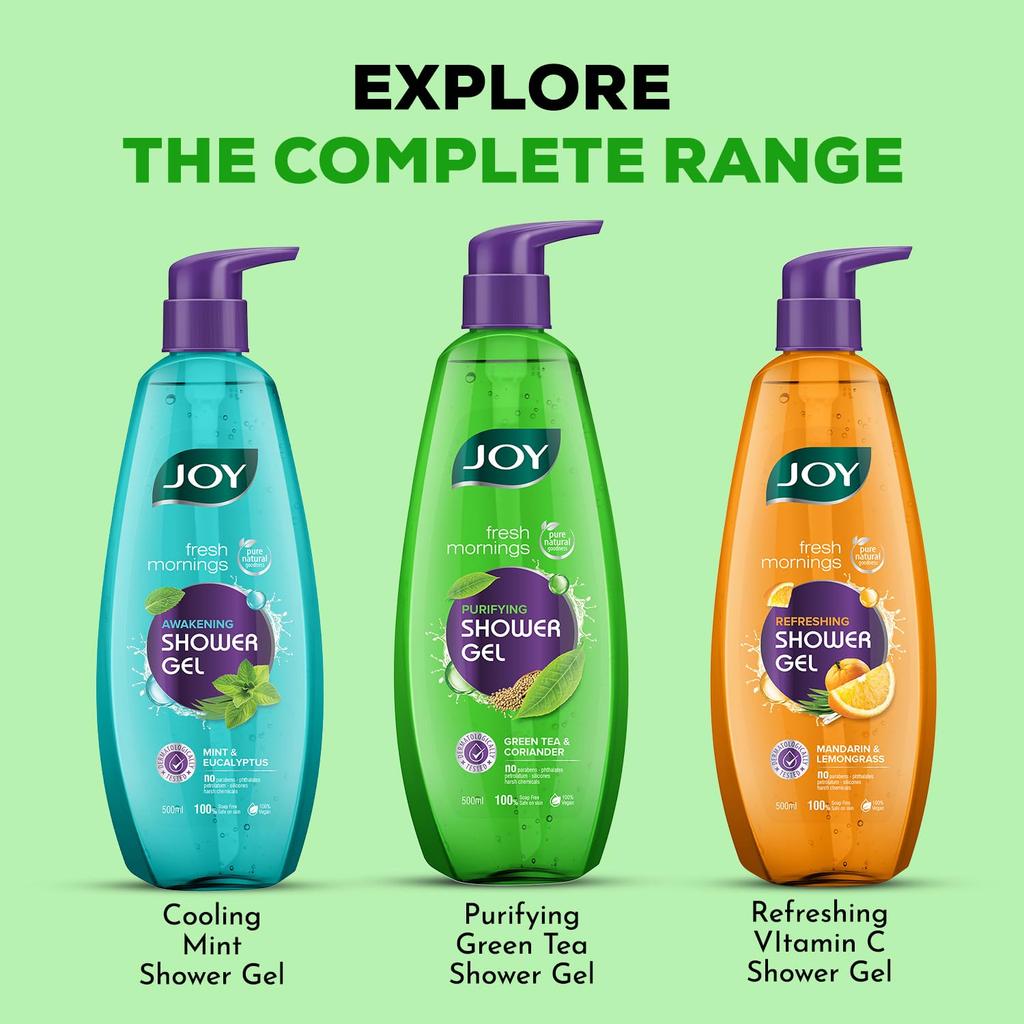 Joy Green Tea Shower Gel Body Wash 500 ml Pack of 1 Soft Purifying Detoxifying Daily Cleanser