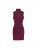 Women's Sleeveless Bodycon Dress: Retro, Mature Style, Stretchy, Slim-Fit, High-Neck, Sexy Short Skirt