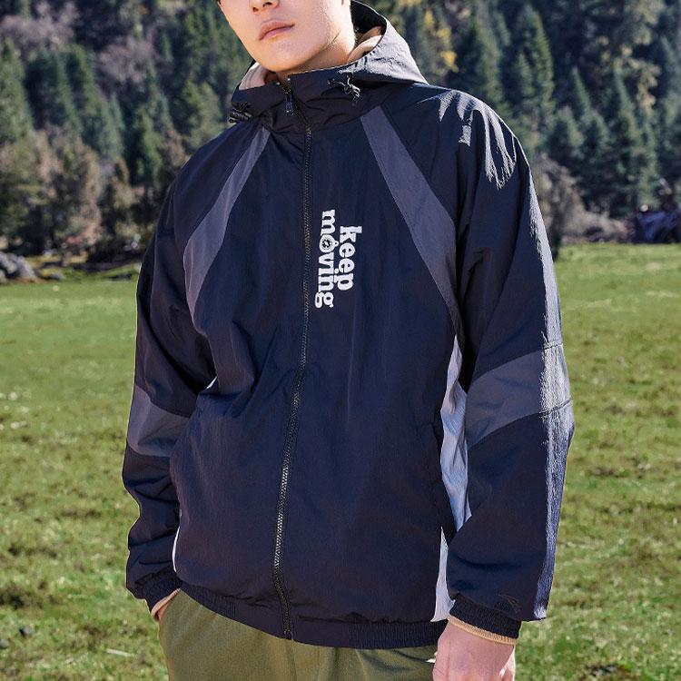 Anta Life Series Color Block Zip-Up Hooded Jacket Unisex Jackets Black 952218641-3