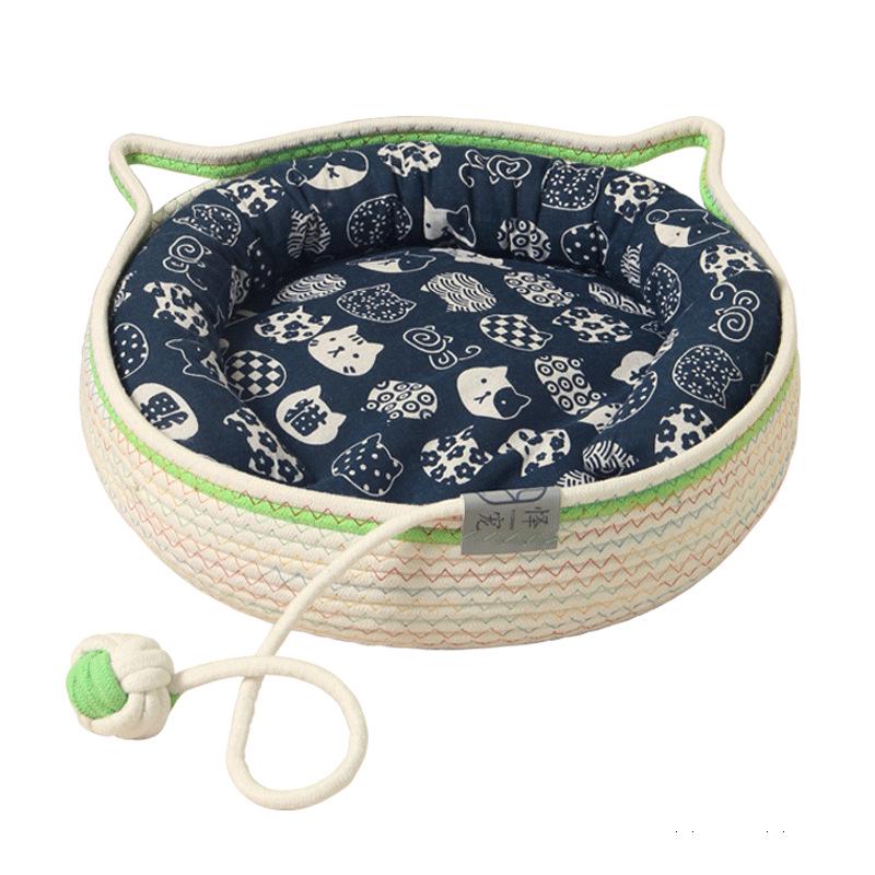 Four Seasons Washable Cotton Rope Cat Nest with Scratch Mat
