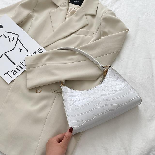 Fashion Pu Leather Bags For Women Alligator Pattern Armpit Handbag Female Compact Underarm Messenger Bag Premium