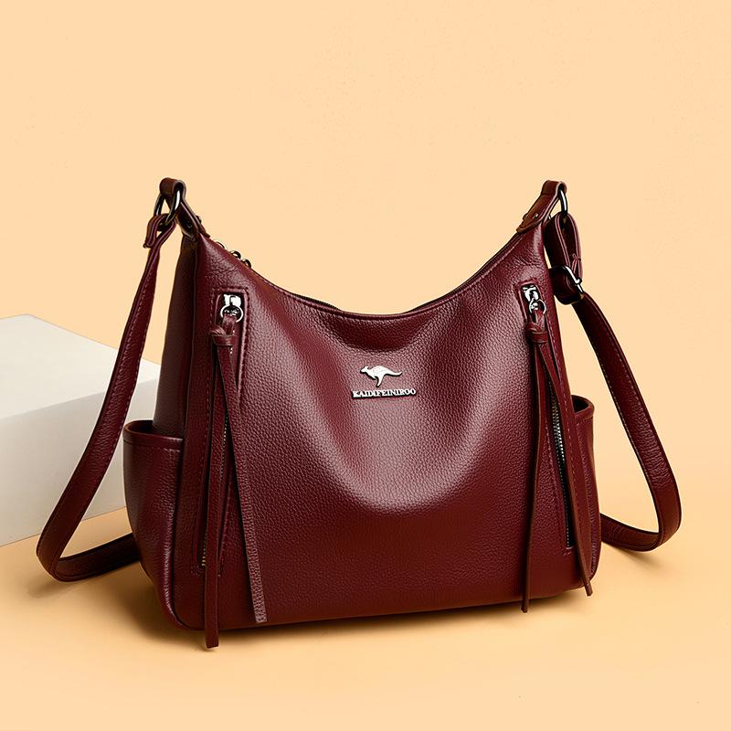 Retro Echtleder Achseltasche, Pendel-Einzelschultertasche für die Arbeit, Nische, Einfache und trendige Umhängetasche