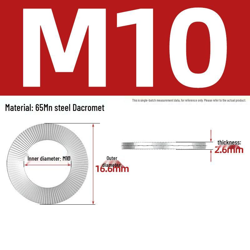 304 Stainless Steel Double Stack Self-Locking Washer with 65Mn Manganese, Anti-Loosening, Double-Sided Tooth Layer