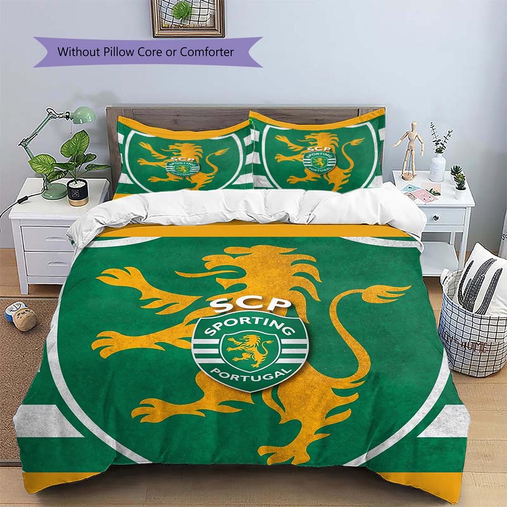 Sporting FC Pattern Bedding Quilt Set Quilt Cover Pillowcase Home Decoration Gift (1 * duvet cover + 2 * pillowcase, without core)