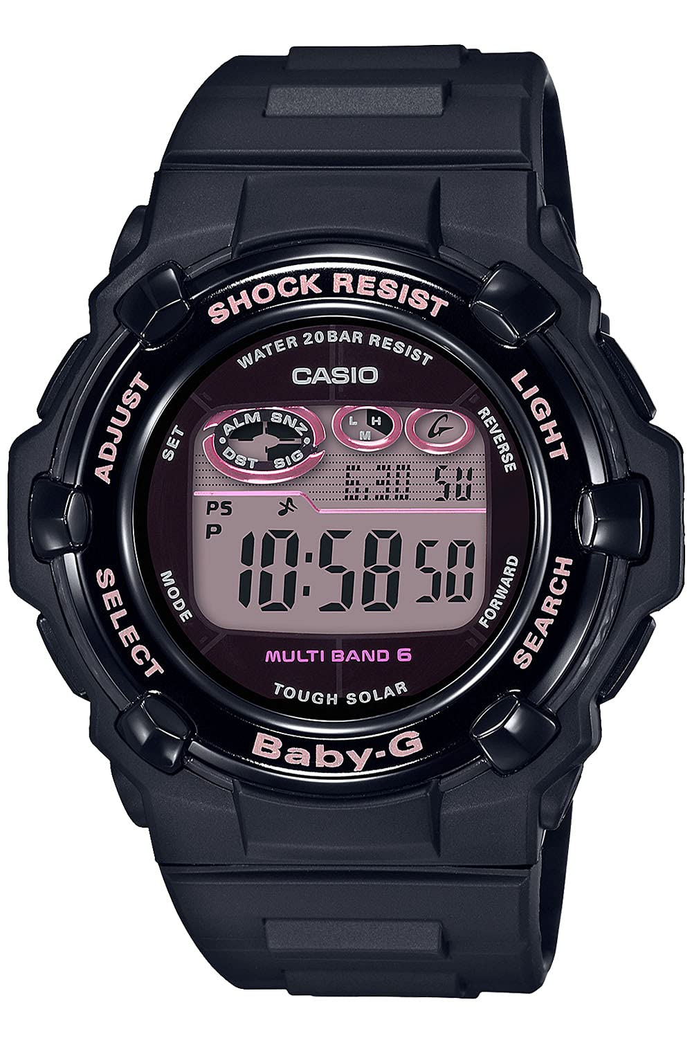

Часы Casio Baby-G (БГР-3000UCB-1JF) Женские, Черные, Радиоуправляемые Солнечные Часы (Светодиодный светильник высокой яркости), Настоящий японский продукт