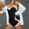 Fei Yun Spring and Autumn Sexy Deep V Lace Temptation Ice Silk Suspender Shorts Two-piece Pajamas Loungewear Set 111