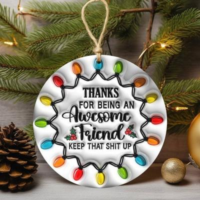 Friendship Christmas Ornament Acrylic Best Friend Gifts Xmas Tree Hanging Decoration for Women Sister Coworker