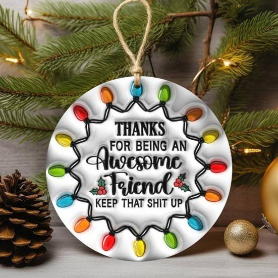 Friendship Christmas Ornament Acrylic Best Friend Gifts Xmas Tree Hanging Decoration for Women Sister Coworker
