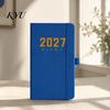 Leather Bound Journal 2027 Daily Planner with PU Cover, A6 Pocket Size Weekly Planning Notepad Agenda, Portable Notebook Pen Holder for Efficient Time