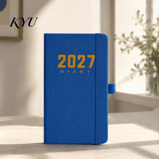 Leather Bound Journal 2027 Daily Planner with PU Cover, A6 Pocket Size Weekly Planning Notepad Agenda, Portable Notebook Pen Holder for Efficient Time