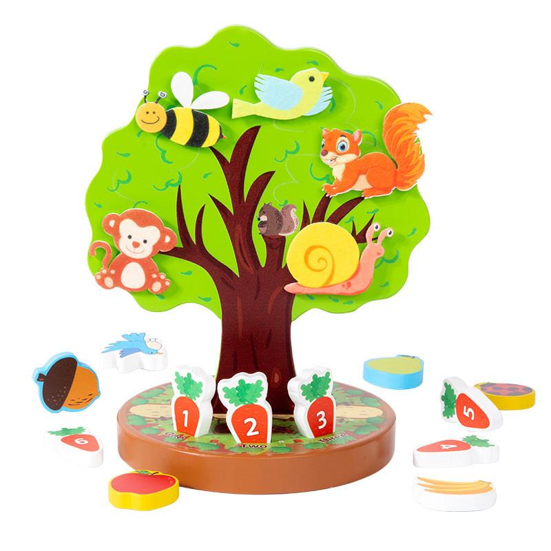 Wooden Educational Toy For Kids With Animal And Fruit Felt Stickers For Early Learning
