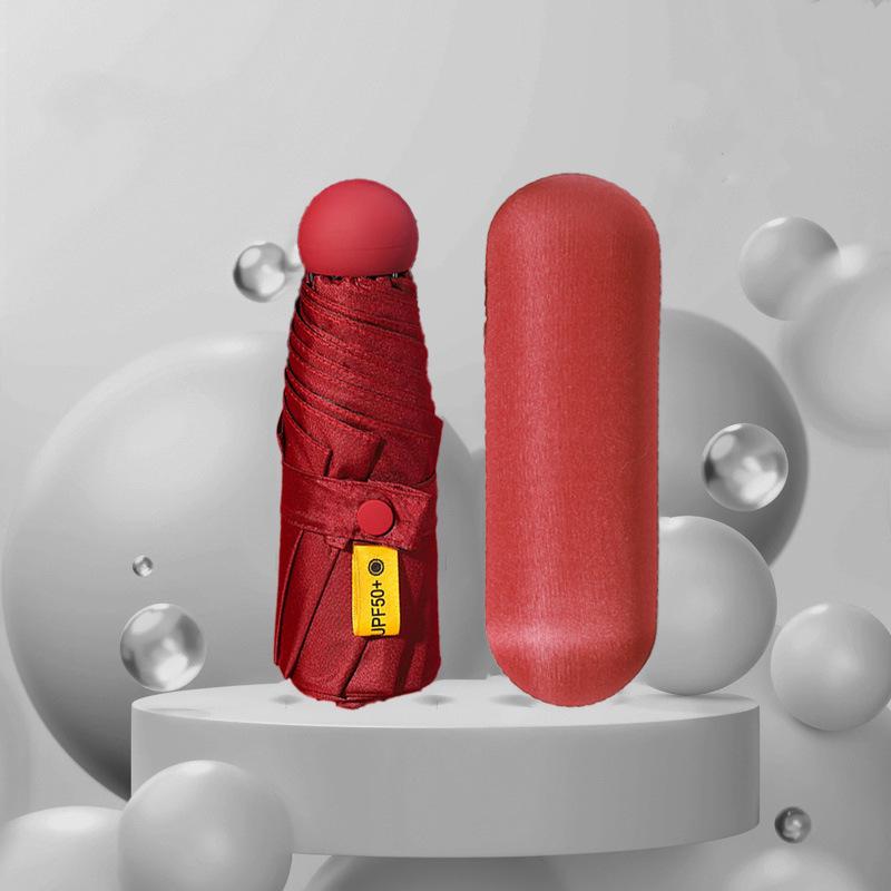 Black Plastic 50% Fold Ultra-Light Pocket Umbrella - Portable, Mini, for Sun/Rain